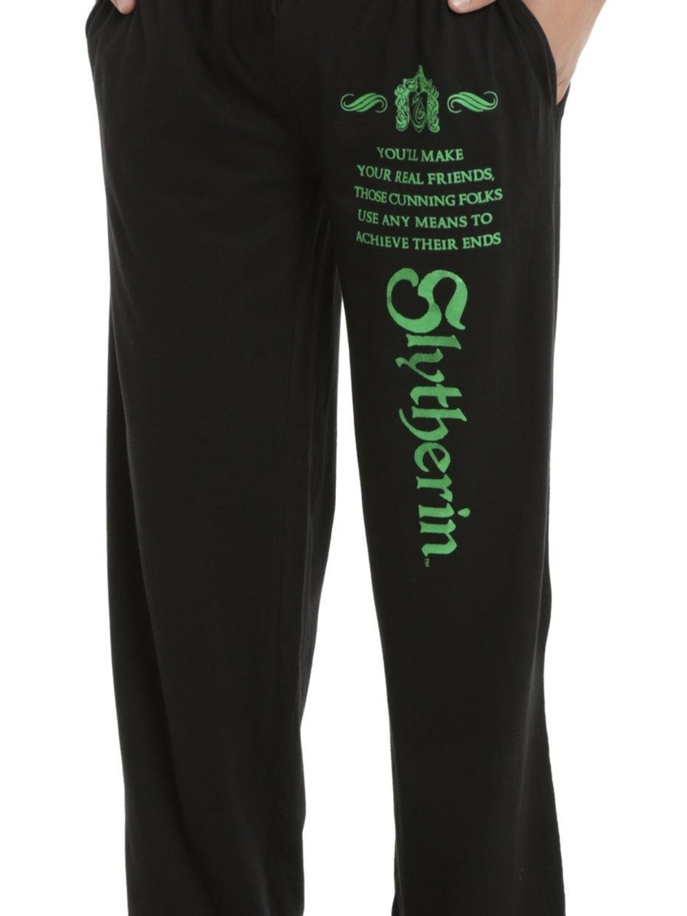 Slytherin Black Lounge Pants with Green Crest